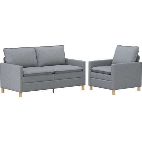 Set di divani 2 pz Grigio Chiaro Tessuto vidaXL (1/5)