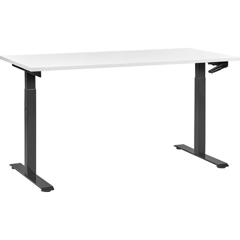 Schreibtisch manuell höhenverstellbar DESTINES Weiß / Schwarz 160 cm 72 cm