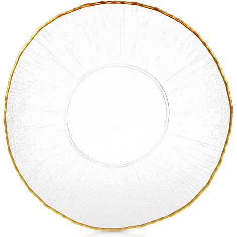 Assiette plate en verre peu profonde, dorée, 28 cm (1/5)