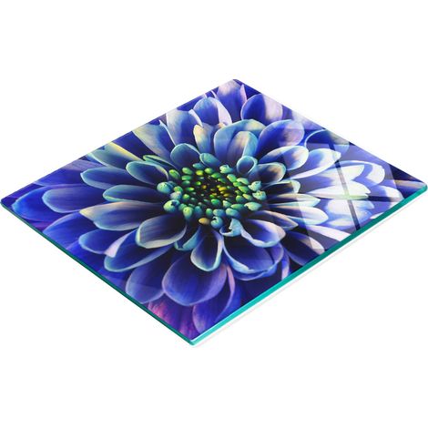 Tabla de cocina de vidrio templado duradera y elegante con estampado de aster, 60x52 cm. (1/5)