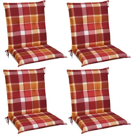 Beautissu 4er Set Niedriglehner Auflage Sunny 100x50x6cm	Rot