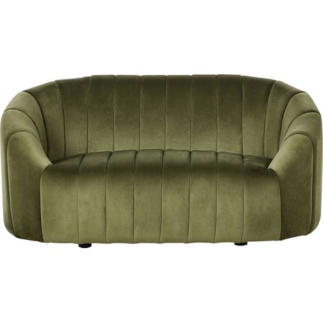 Canapé 2 Places Coquillage en Velours Vert Foncé Assise Profilée Style Rétro Malung