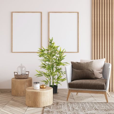 Bambou artificiel 90cm en pot plastique réaliste, décoration végétale pour salon, chambre, jardin et aménagement intérieur-extérieur (1/5)