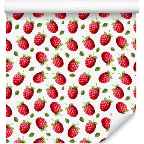 Papier peint framboise blanc, corail et rouge pour salon et chambre 50x1000 cm (1/4)