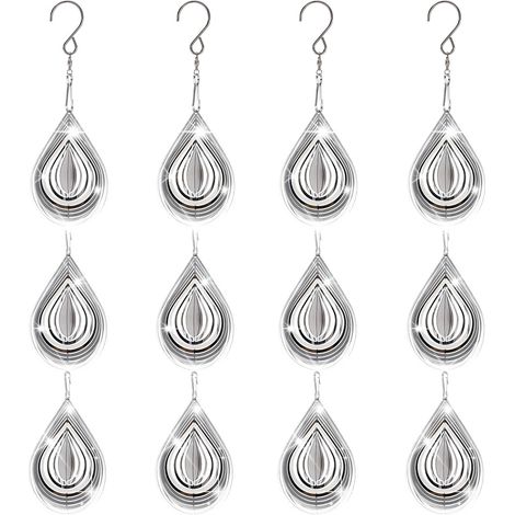4Pcs Épouvantails Oiseaux Acier Inoxydable pour Extérieur, Mobiles Éoliens Réfléchissants 3D avec Disques Miroir Haute Brillance Dispositifs Efficaces Éloigner Oiseaux pour Jardin Patio Cour (1/5)