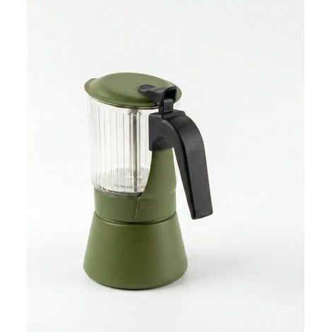 Cafetière italienne - INOXIBAR - Clair 9 tasses Vert - verre borosilicaté - induction - soupape sécurité