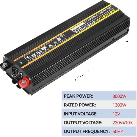 DC/AC-Wechselrichter, 12 V Eingang, 220 V Ausgang, Schwarz (1/2)