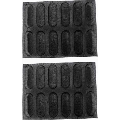 2 stampi in silicone antiaderenti perforati a forma di pane francese, hot dog e pane. (1/5)
