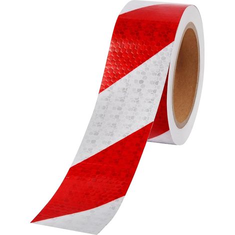 Ruban Réfléchissant Étanche - 5 cm x 3 m - Rouge et Blanc - Adhésif - Pour Vélos, Équipements Extérieurs et Vêtements de Travail - 1 Rouleau (1/5)