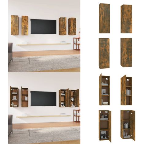 TV-Schränke 4 Stk. Räuchereiche 30,5x30x90 cm Holzwerkstoff - TV-Schrank - Wandregal - Fernsehschrank - Wohnzimmerschrank - Regal - Home & Living (1/5)