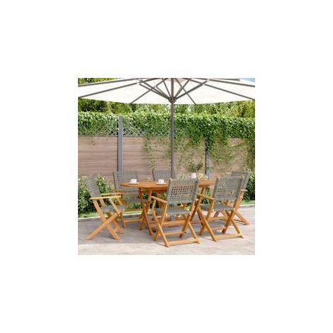 Chaises de jardin pliantes lot de 6 gris poly rotin bois massif (1/5)