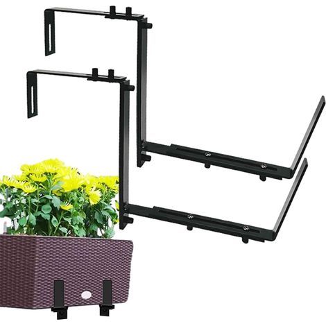Générique Supports de jardinières réglables, Supports de jardinières pour de fenêtre Support de boîte à Fleurs réglable 2 pièces,Support de clôture de lit de Jardin extérieur, Support de de (1/5)