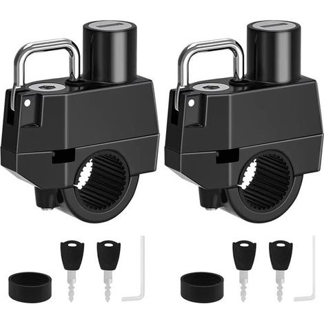 Confezione da 2 lucchetti per casco da moto, ganci di fissaggio per manubri da 2,2-2,8 cm, lucchetti antifurto per moto, biciclette, telaio, tubo, paraurti e portapacchi (vari modelli di lucchetti) (1/5)