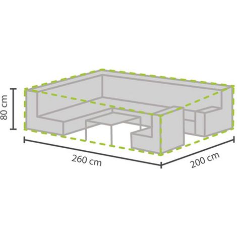 Perel Schutzhülle für Gartenmöbel, Grau, rechteckig, 260 cm x 200 cm x 80 cm (1/5)