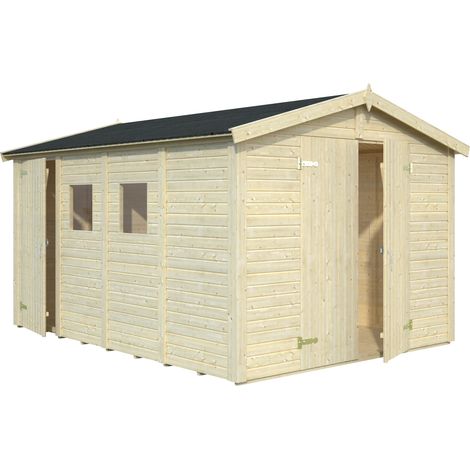 Abri de jardin en bois Dan 9,9 m2 Traité Translucide (1/2)