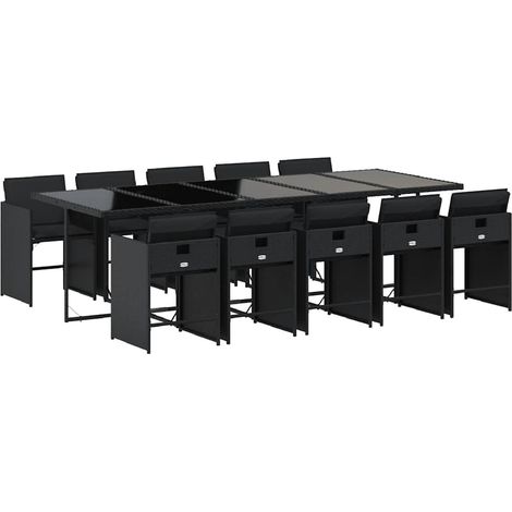 Maison Exclusive - Set de comedor jardín 11 pzas con cojines ratá (1/5)