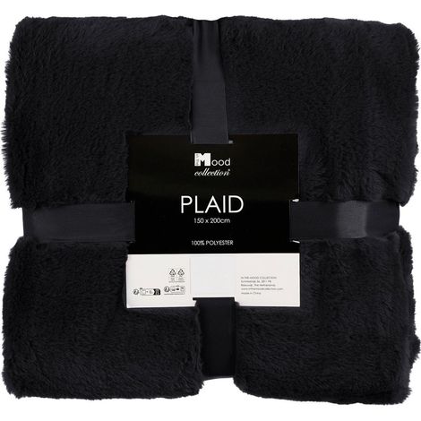 Plaid Couverture Polaire Douce et Chaude en Polyester Noir 150 x 200 cm pour Salon et Chambre - PANGIVO (1/4)