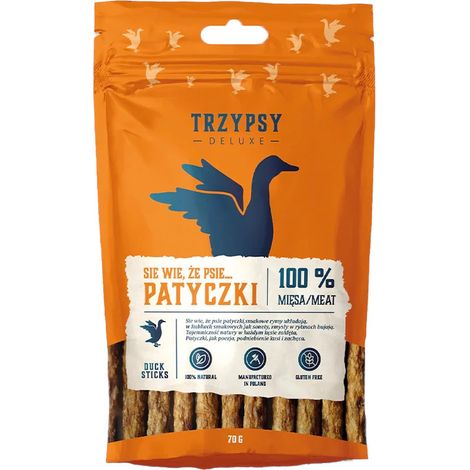Friandises pour chiens Trzypsy Deluxe, bâtonnets de canard, 70 g