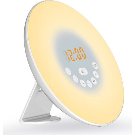 Nouveau réveil multifonctionnel réveil analogique lever de soleil coloré réveil avec radio réveil coucher de soleil avec veilleuse (1/5)