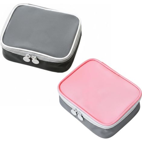 2 Pièces Boite Pharmacie, Mini Trousse de Secours, Étanche, avec Compartiments, Trousse de Secours Vide, Facile à Transporter, pour Maison, Voiture, Randonnée, Camping, 13 x 10 x 4 cm (Gris et Rose) (1/5)
