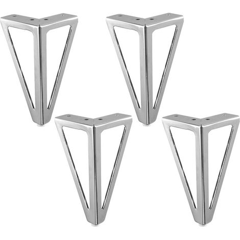 Pieds de Table en Triangulaires Chrome de Meuble Style pour Armoires Canapés Lit 4x 15cm Métal (1/5)