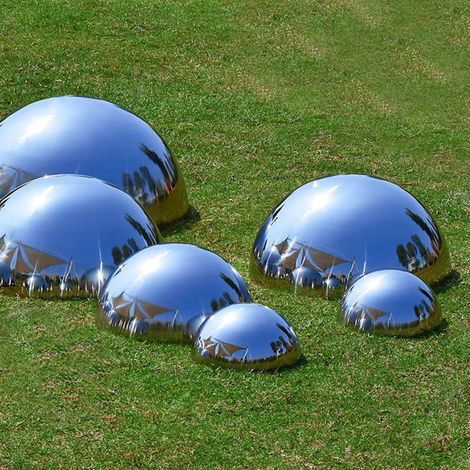 6pcs Boule de jardin, Acier inoxydable poli, Hémisphère sans couture, Décoration extérieur, Pour pelouse et étang
