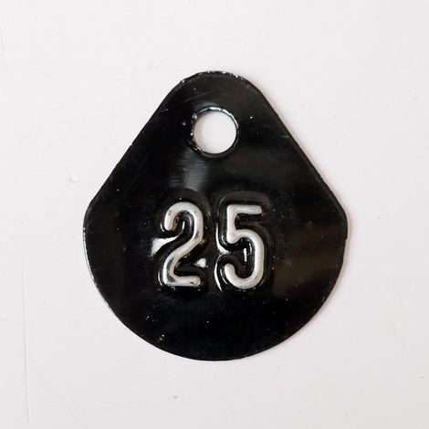 Chiffre goutte d'eau fond noir (à l'unité) estampé "25" en relief blanc hauteur d'écriture 11mm DERANCOURT