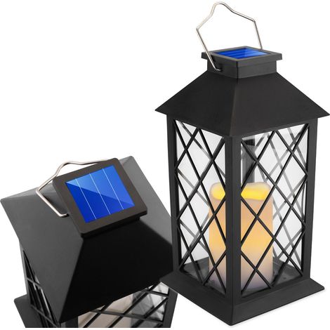 Lámpara solar de jardín LED, farol de pie lirio 2 IP44, farol colgante negro lumiled (1/4)