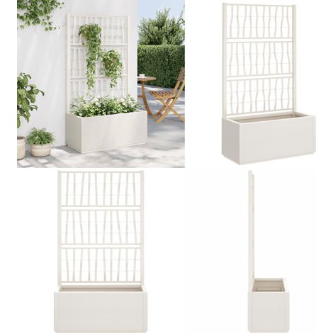 Jardinière avec treillis blanc 80x36x140 cm PP - Jardinier - Pot De Fleurs - Plante Grimpante - Support Végétal - Extérieur - Home & Living (1/5)