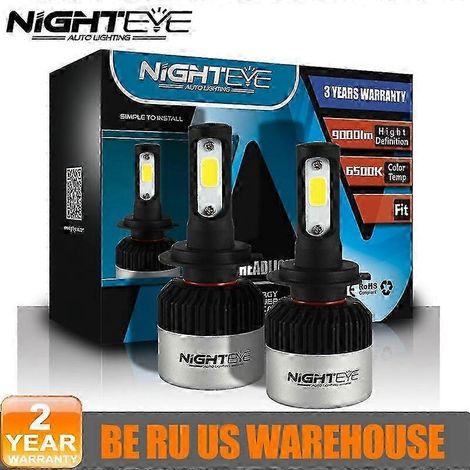 Ampoules de voiture NIGHTEYE H7 (compatibles H4, H11, H8, H9, 9005, HB3, 9006, HB4, H3, H1) - Phares LED ultra-lumineux 72 W, 9 000 lm, 6 500 K (1/4)