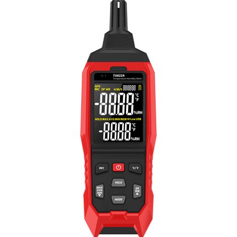 Psychromètre industriel TASI TA622A -4080°C, portable LCD, température ambiante bulbe humide point rosée, maintien mémoire données MAX (1/5)
