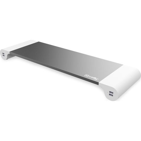Supporto da Tavolo per Schermo Celly SW HUB USB 4 Porte, Supporto per Scrivania Bianco e Grigio (1/3)