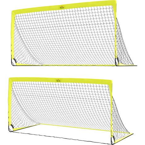 Two Football Goal Nets, Foldable Outdoor Sport Training Equipment, for Teens, Adults, Carrying Bag, Yellow (1/5)