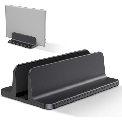 Support Ordinateur Portable Vertical, Support PC Portable en Aluminium, Réglable Bureau Laptop Stand, Noir