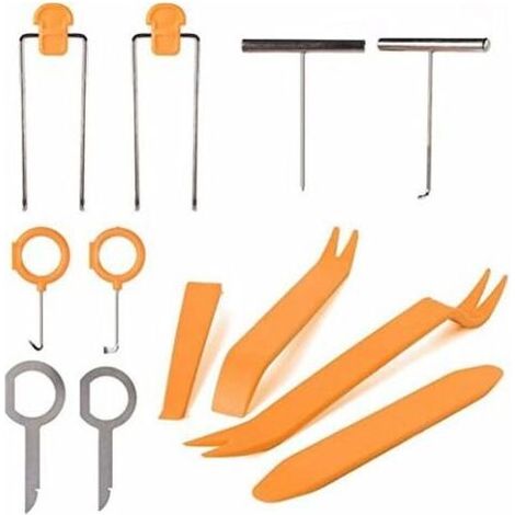 Kit de 12 PCS Outil Démontage Garniture Installation Audio Intérieure Suppression Renovation Trim pour panneau/autoradio/accessoires/porte/tableau bord voiture (1/5)