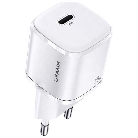20-W-USAMS-Power-Delivery-USB-C-Wandladegerät, Weiß