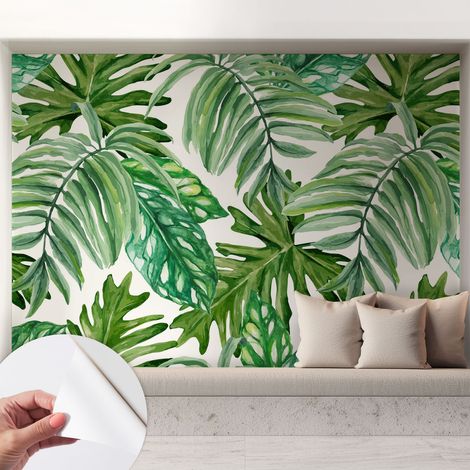 Papier peint autocollant adhésif installation rapide du papier peint durable et résistante Feuilles exotiques 208x146 cm (1/5)