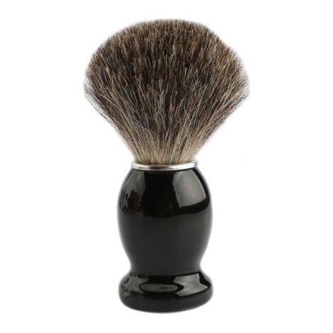 HOXILEELEO - Pennello da barba - dei pennelli di radersi i capelli di badger - Pennello di peli di tasso naturale per una rasatura liscia - Maniglia nera con dettagli in metallo (1/5)