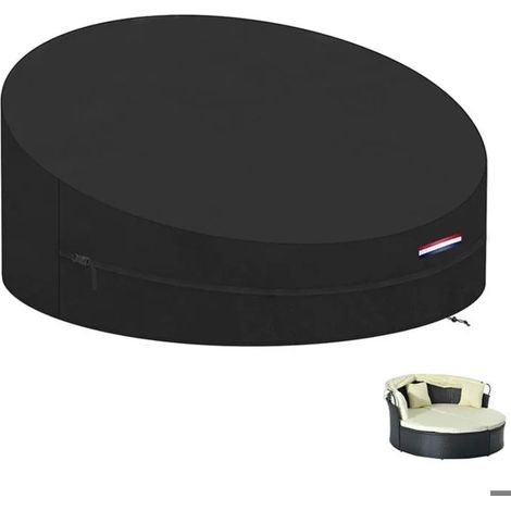Housse protection canapé-lit rond jardin imperméable, avec manipuler Oxford, Ø190x90/50cm