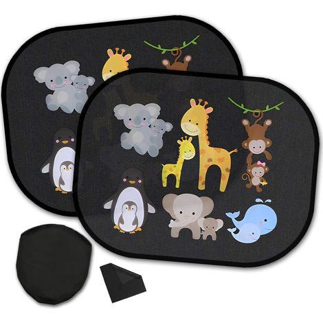 Pare Soleil Voiture Bébé, 2 Pièces par Soleil pour Voiture 45x36cm par Soleil pour Voiture Pas Besoin de Ventouse Protection UV Pare Soleil Voiture Arriere avec Motif Animal Intéressant (1/5)