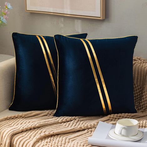 Copricuscini decorativi, copricuscini decorativi neutri moderni, comodi cuscini per divano, cuscini con cerniera nascosta per divano, camera da letto, soggiorno, arredamento, blu navy, 18x18 pollici, (1/5)