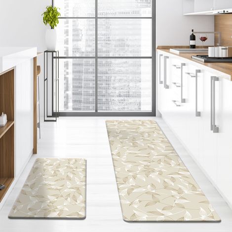 Kitchen anti-slip mat, stain-resistant and oil-resistant, entryway mat, simple PU leather surface, thickened floor mat - 7 - 44x75x1cm