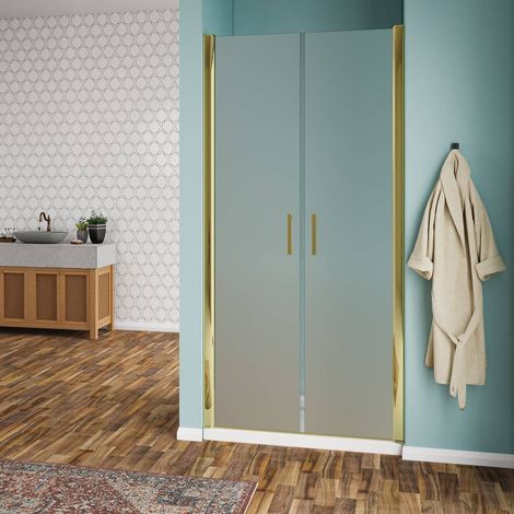 Nicchia doccia Porta Saloon Vetro Temperato Opaco 6mm con Profili oro H190 - 80 cm (1/2)