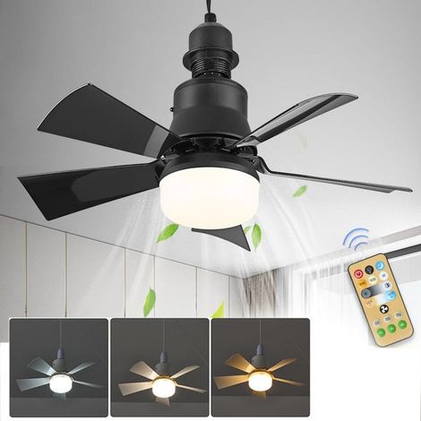 Ventilador de techo con luz, portalámparas E27, 3 velocidades, diseño ultrafino, incluye mando a distancia. (1/4)