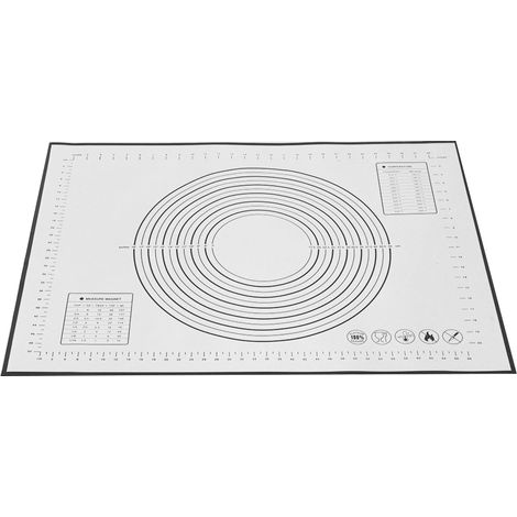 Tapis de pétrissage en silicone anti-dérapant, plan de travail non adhésif avec échelles, accessoire de cuisson (60x80x0,4 cm, noir) (1/5)