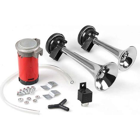 Klaxon pneumatique universel à double trompette de 115 dB, 12 V, avec relais pour camions et voitures (1/5)