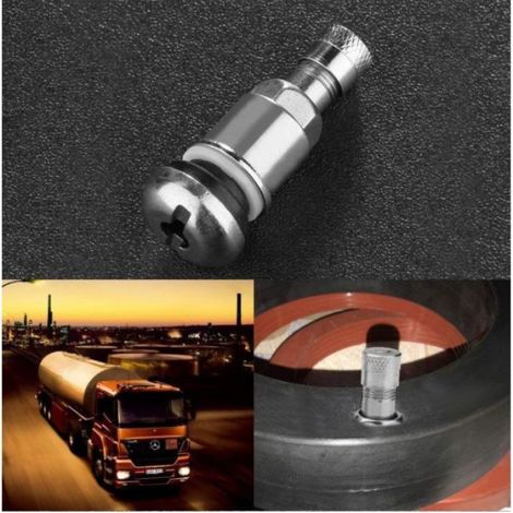 Valves de pneu tubeless voiture en acier 45 mm – lot de 4, argentées (1/5)