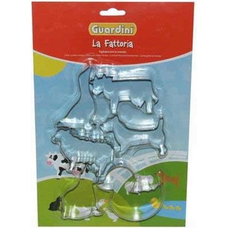 GUARDINI STAMPO TAGLIA BISCOTTI 6 DECORI FORME FATTORIA PRA 480223 (1/4)
