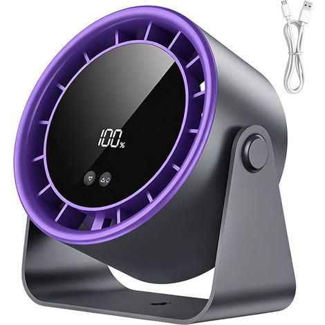 Ventilateur de bureau ultra silencieux avec 100 vitesses, ventilateur de bureau USB à piles, avec affichage numérique, inclinaison réglable à 105°, pour chambre à coucher, salon, cuisine (1/5)