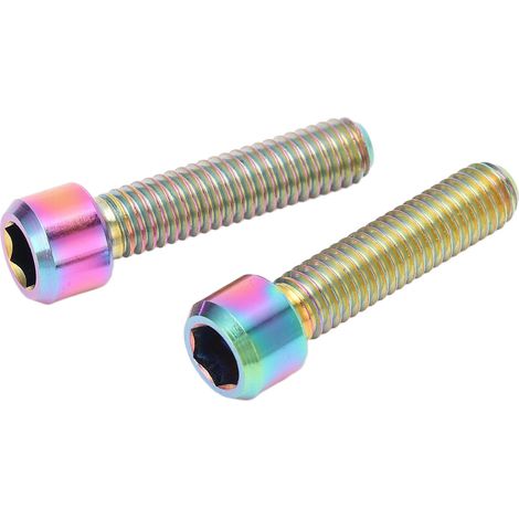 2 pièces Vis de Potence Vélo M6 25mm Allongée Titane Alliage Vis de Tige de Selle Vélo pour VTT Route Coloré (1/5)